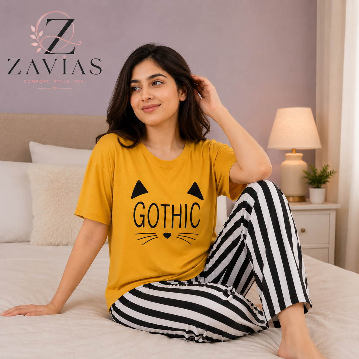 Gothic Printed Night Suit