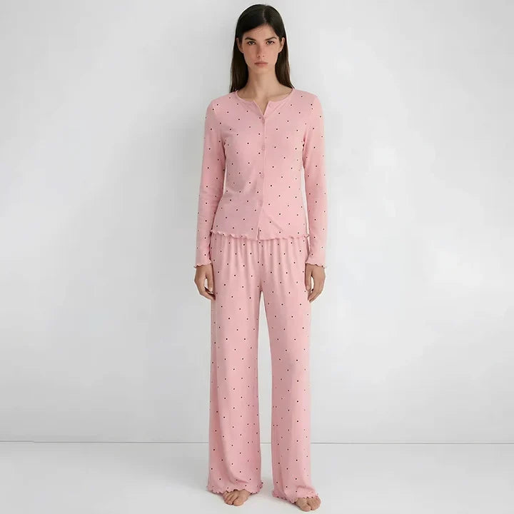 Midnight Dotted Luxe PJ Set - Petal Pink