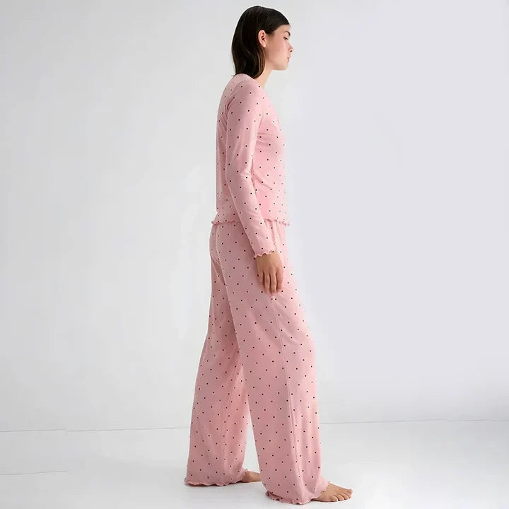 Midnight Dotted Luxe PJ Set - Petal Pink