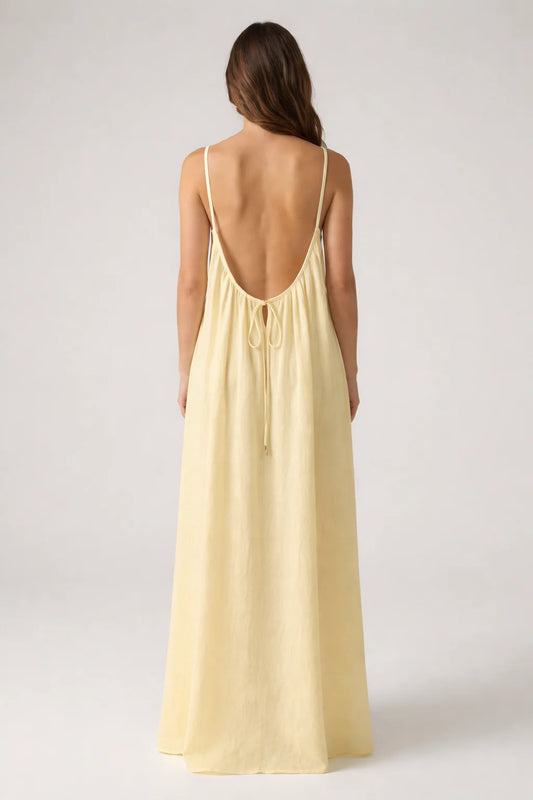 STUNNING BACKLESS MAXI DRESS - Skin
