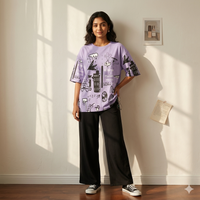 Purple Planet Printed Night Suit