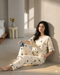 K K Flower Printed Night Suit