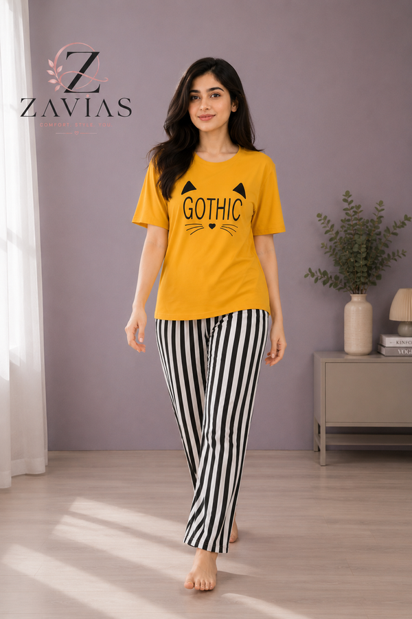Gothic Printed Night Suit