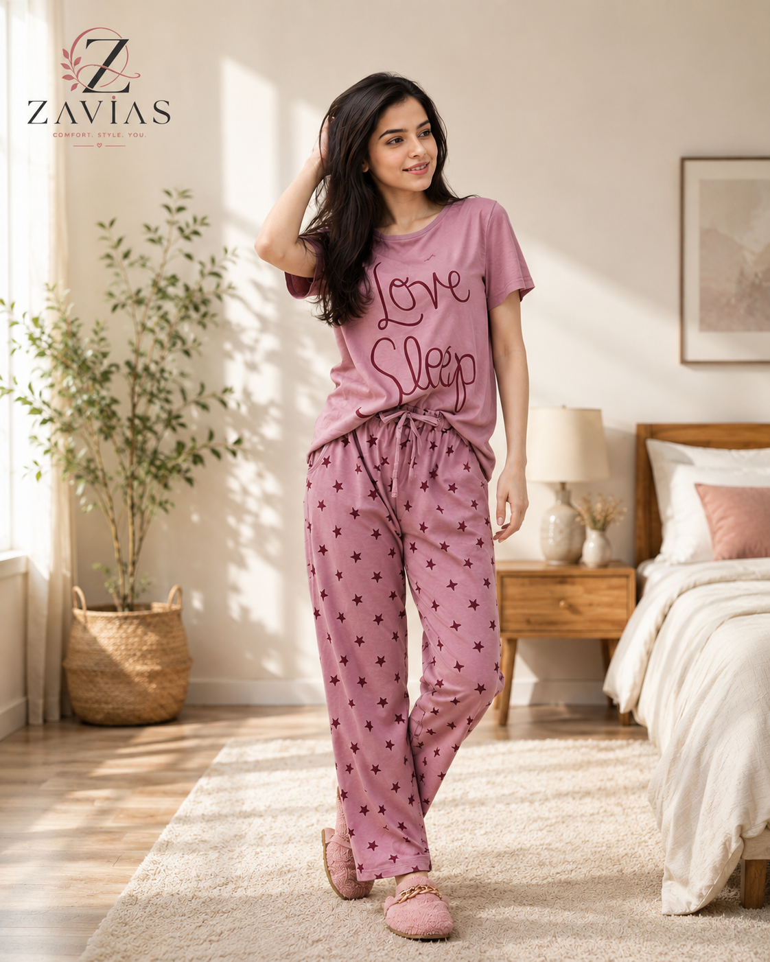 Love Sleep Printed Night Suit