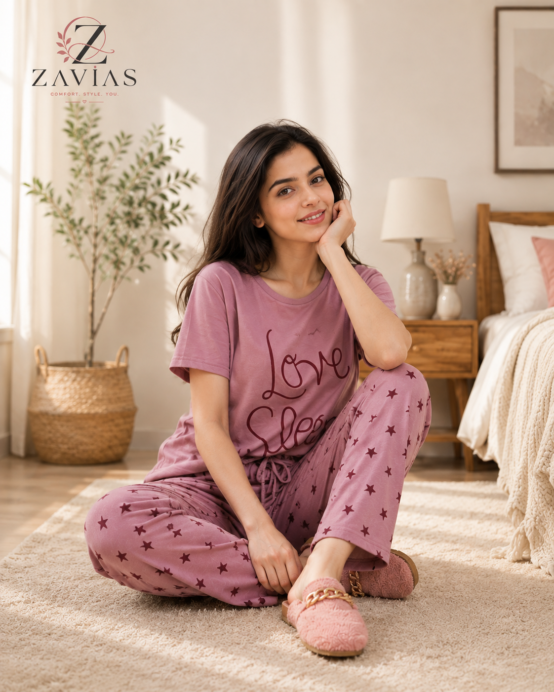 Love Sleep Printed Night Suit