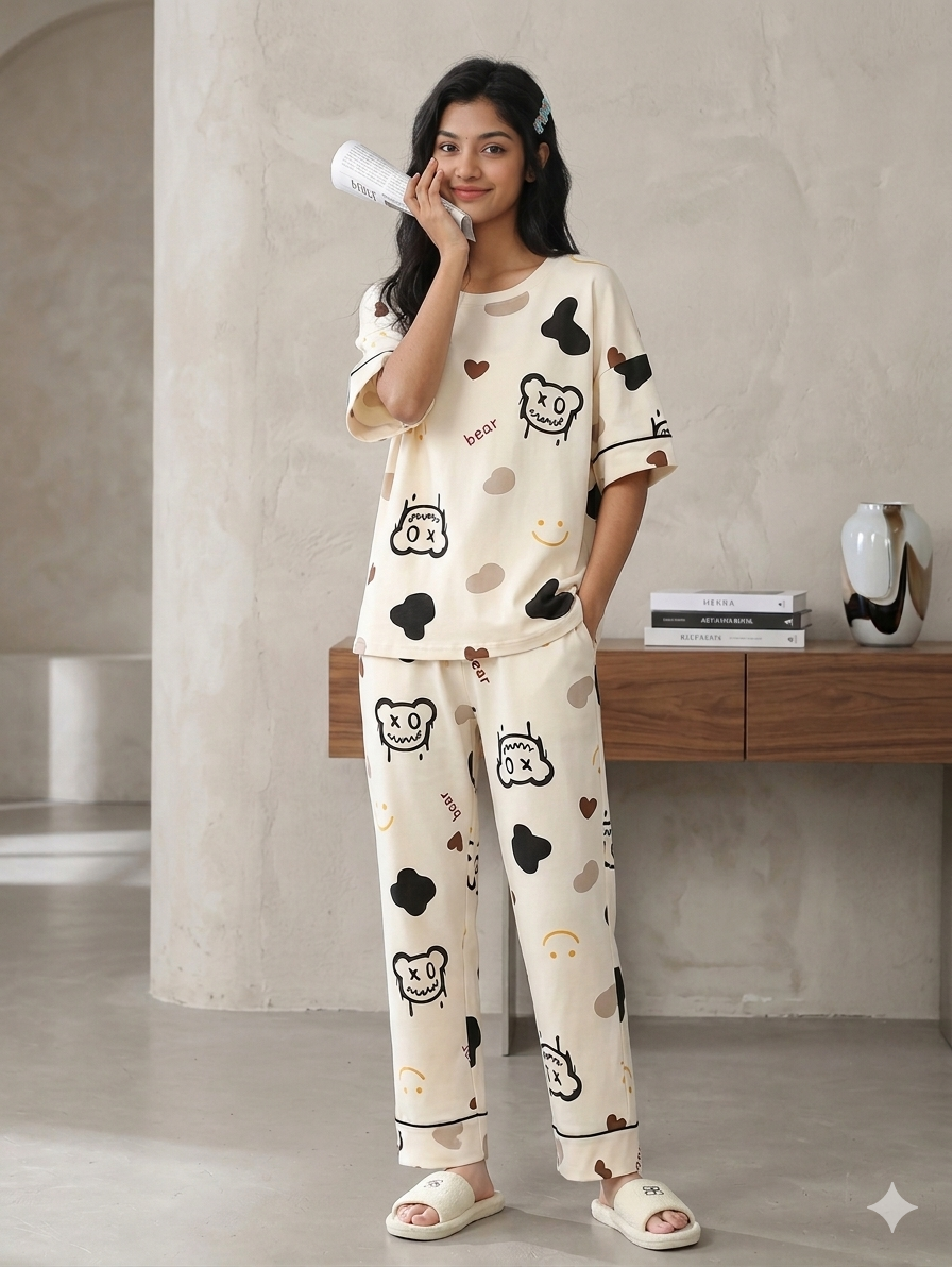 CREAM BEAR PJ Suit